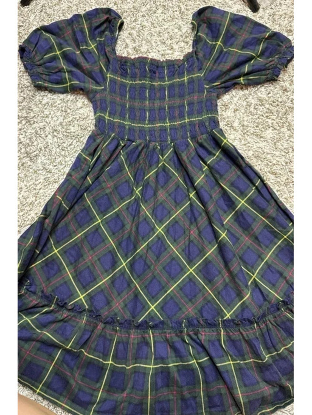Polo Ralph Lauren Girls XL 16 Tartan Plaid Smocked Dress Black Watch Holiday